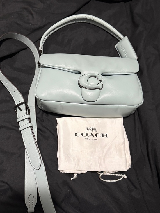 Coach Handbags - COACH Pale Blue Leather Shoulder Bag with Detachable Strap